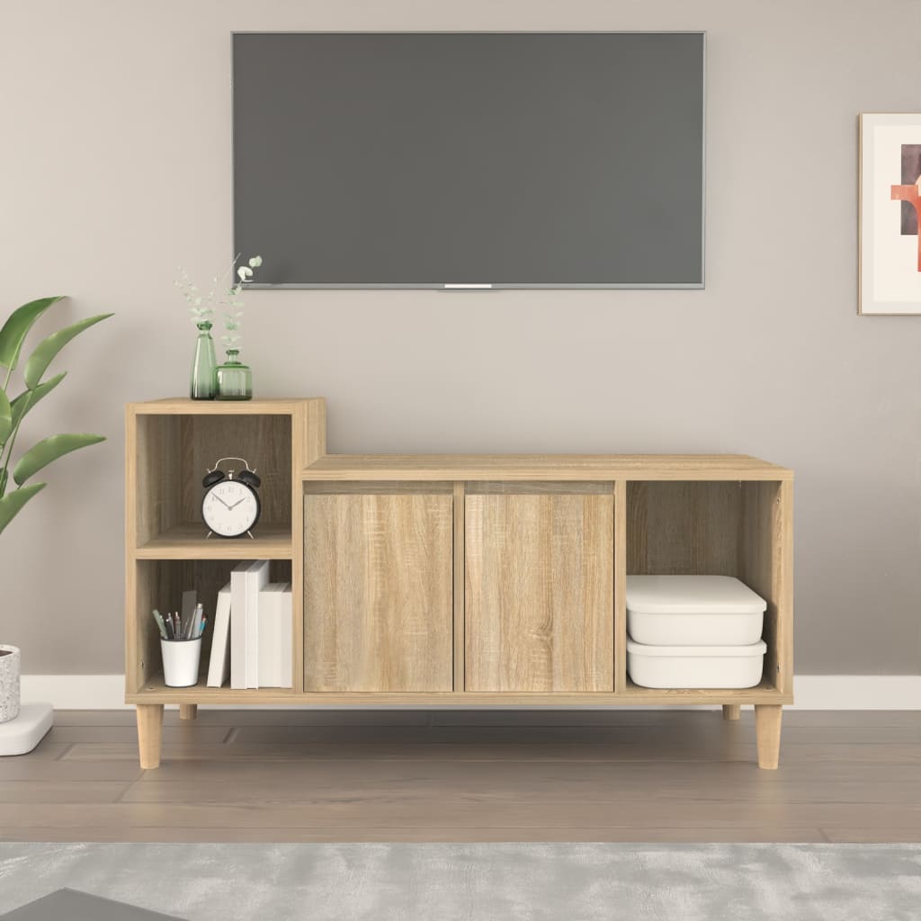 Tv-meubel 100x35x55 cm bewerkt hout sonoma eikenkleurig is nu te koop bij PeponiXL, paradijselijk wonen!