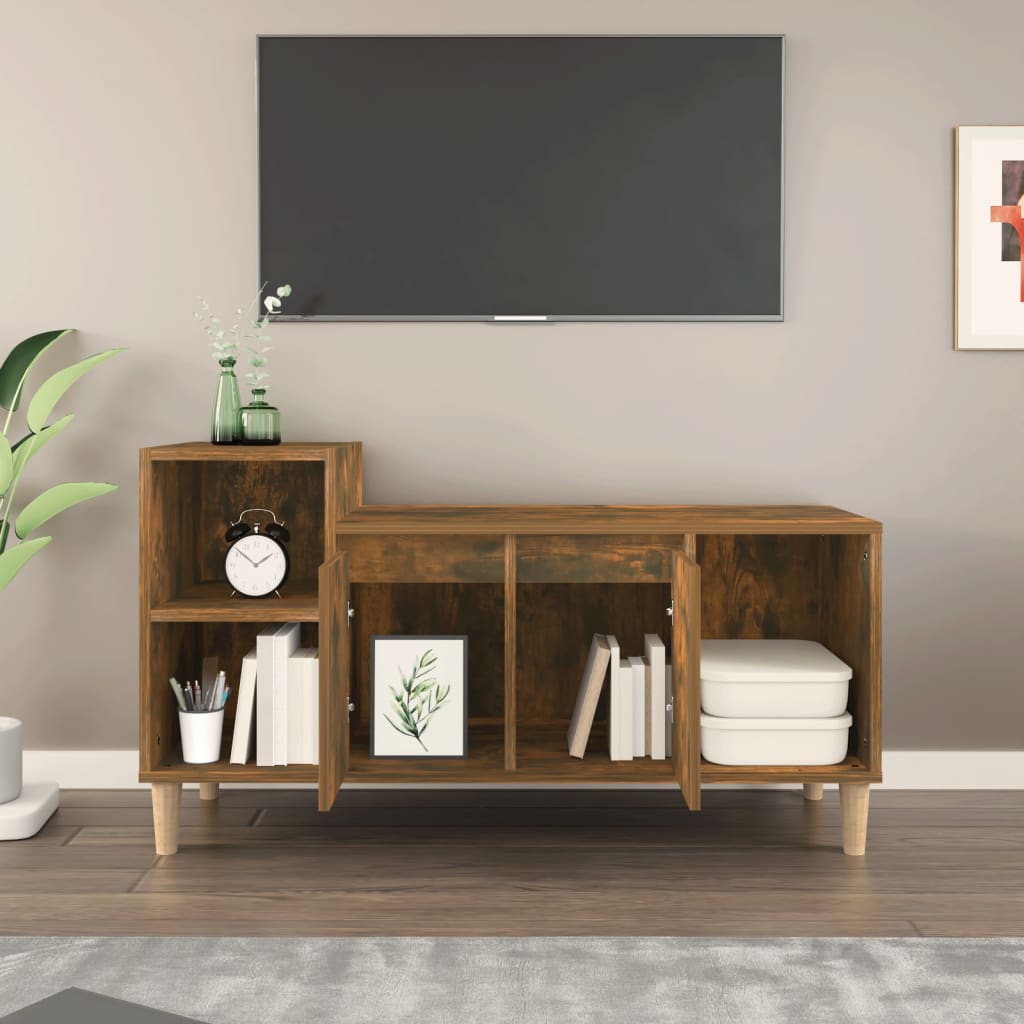 Tv-meubel 100x35x55 cm bewerkt hout gerookt eikenkleurig is nu te koop bij PeponiXL, paradijselijk wonen!