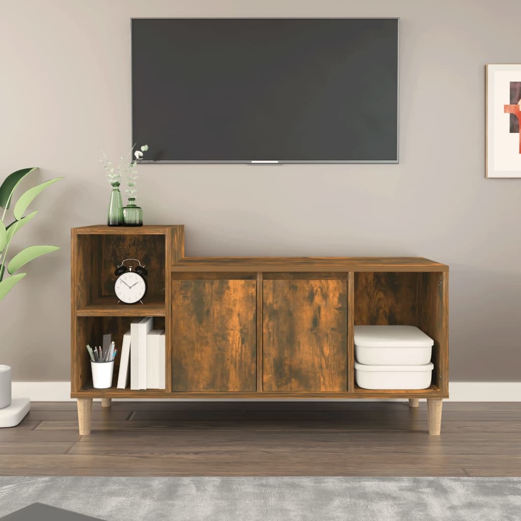 Tv-meubel 100x35x55 cm bewerkt hout gerookt eikenkleurig is nu te koop bij PeponiXL, paradijselijk wonen!