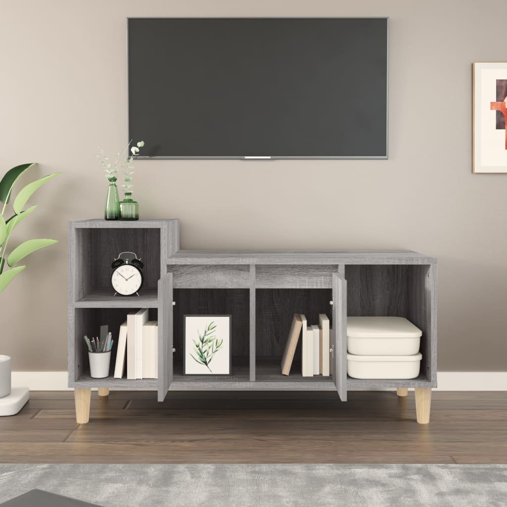 Tv-meubel 100x35x55 cm bewerkt hout grijs sonoma eikenkleurig is nu te koop bij PeponiXL, paradijselijk wonen!