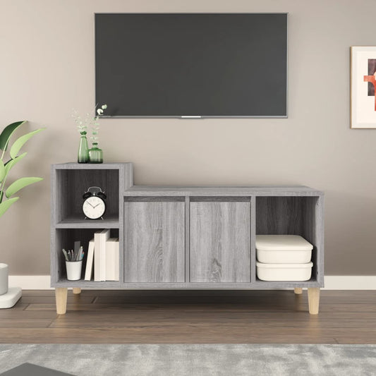 Tv-meubel 100x35x55 cm bewerkt hout grijs sonoma eikenkleurig is nu te koop bij PeponiXL, paradijselijk wonen!