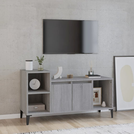 Tv-meubel 100x35x55 cm bewerkt hout grijs sonoma eikenkleurig is nu te koop bij PeponiXL, paradijselijk wonen!