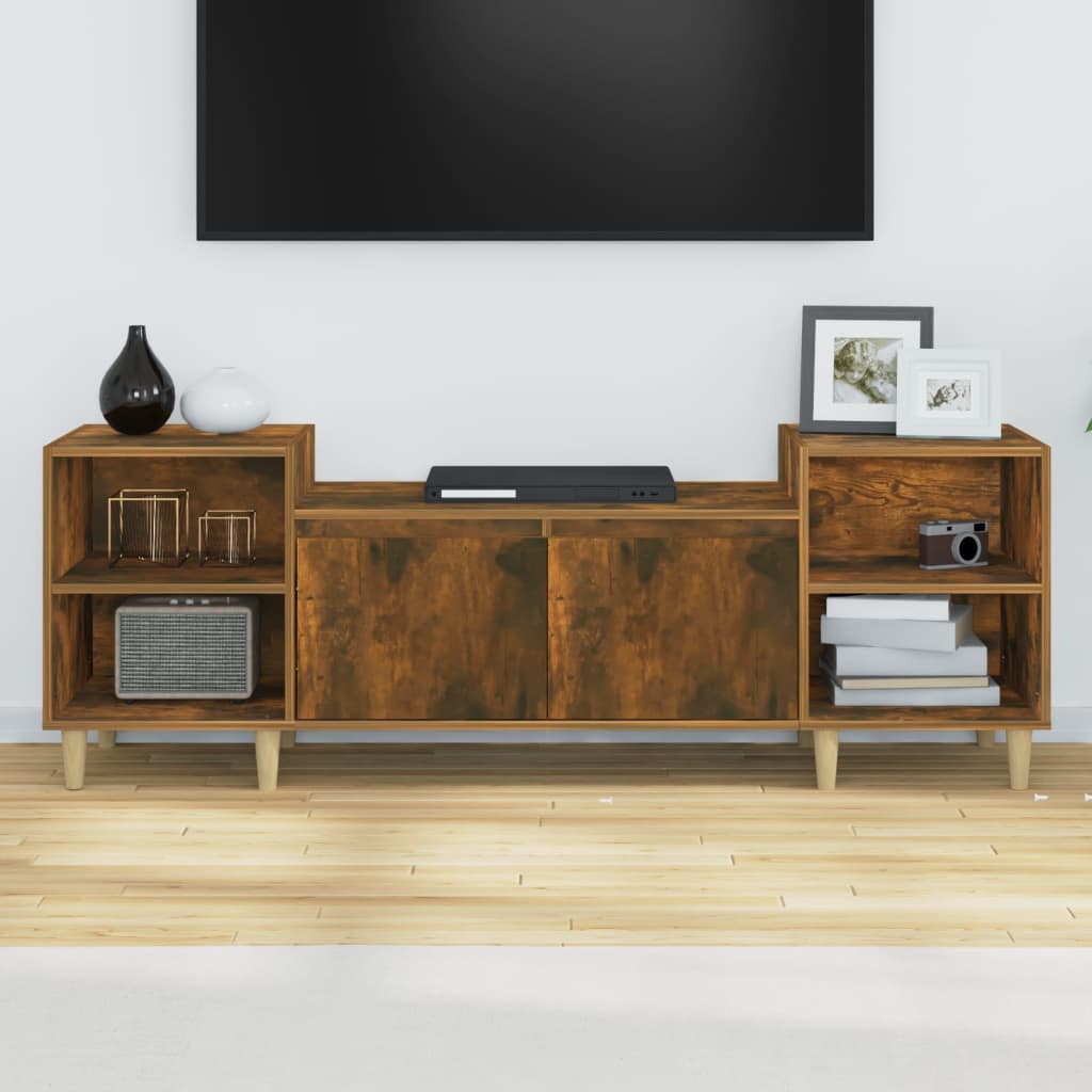 Tv-meubel 160x35x55 cm bewerkt hout gerookt eikenkleurig is nu te koop bij PeponiXL, paradijselijk wonen!