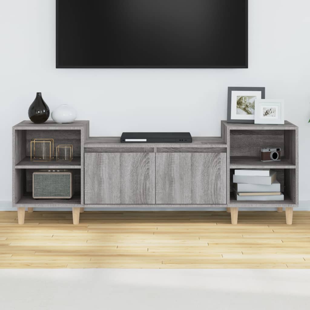 Tv-meubel 160x35x55 cm bewerkt hout grijs sonoma eikenkleurig is nu te koop bij PeponiXL, paradijselijk wonen!