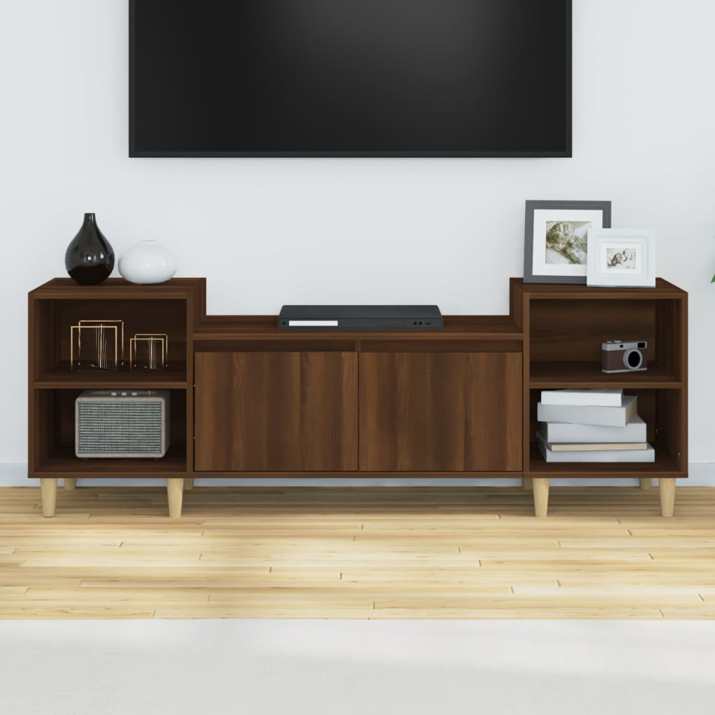 Tv-meubel 160x35x55 cm bewerkt hout bruin eikenkleur is nu te koop bij PeponiXL, paradijselijk wonen!