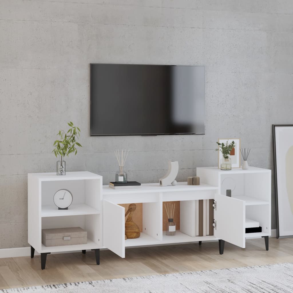 Tv-meubel 160x35x55 cm bewerkt hout wit is nu te koop bij PeponiXL, paradijselijk wonen!