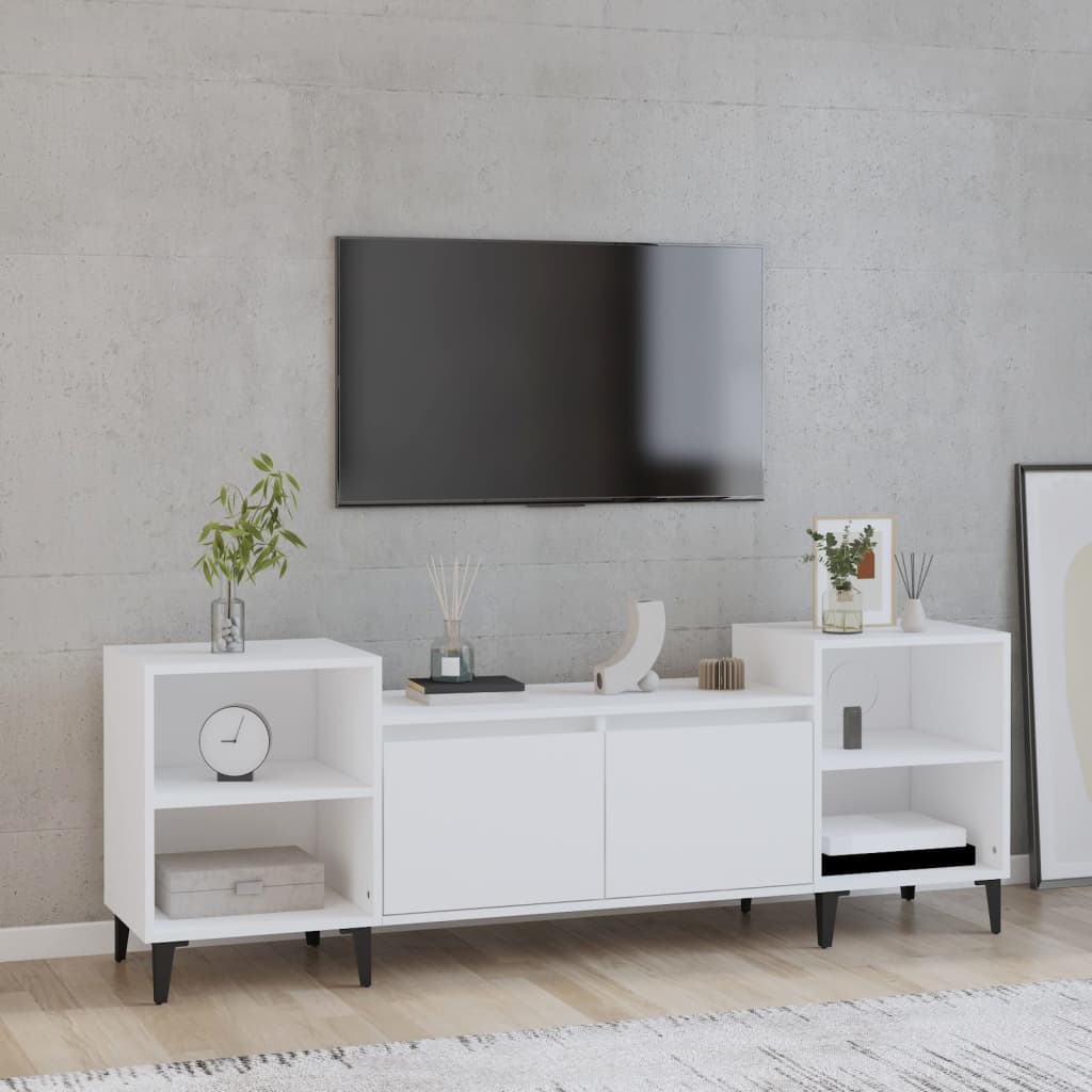 Tv-meubel 160x35x55 cm bewerkt hout wit is nu te koop bij PeponiXL, paradijselijk wonen!