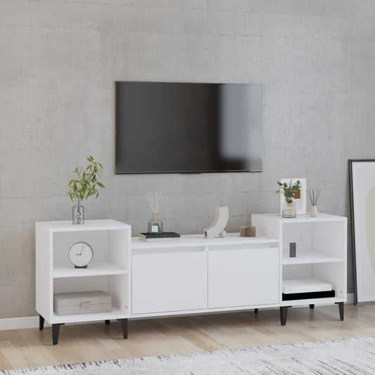 Tv-meubel 160x35x55 cm bewerkt hout wit is nu te koop bij PeponiXL, paradijselijk wonen!