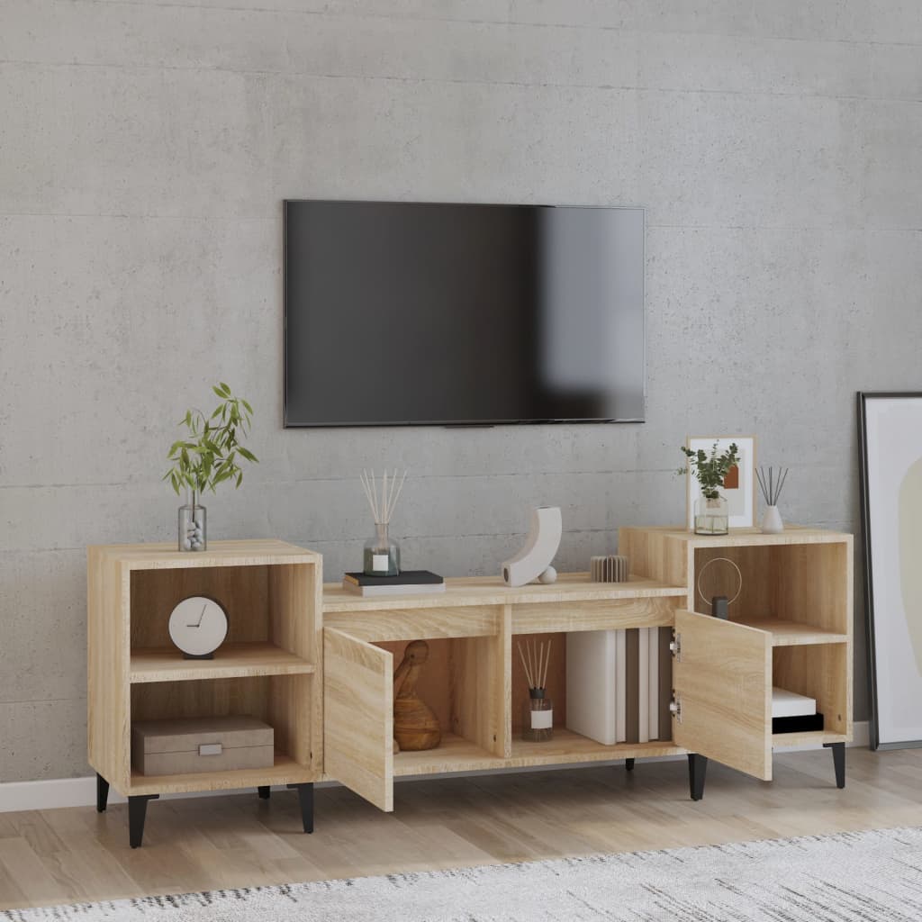 Tv-meubel 160x35x55 cm bewerkt hout sonoma eikenkleurig is nu te koop bij PeponiXL, paradijselijk wonen!