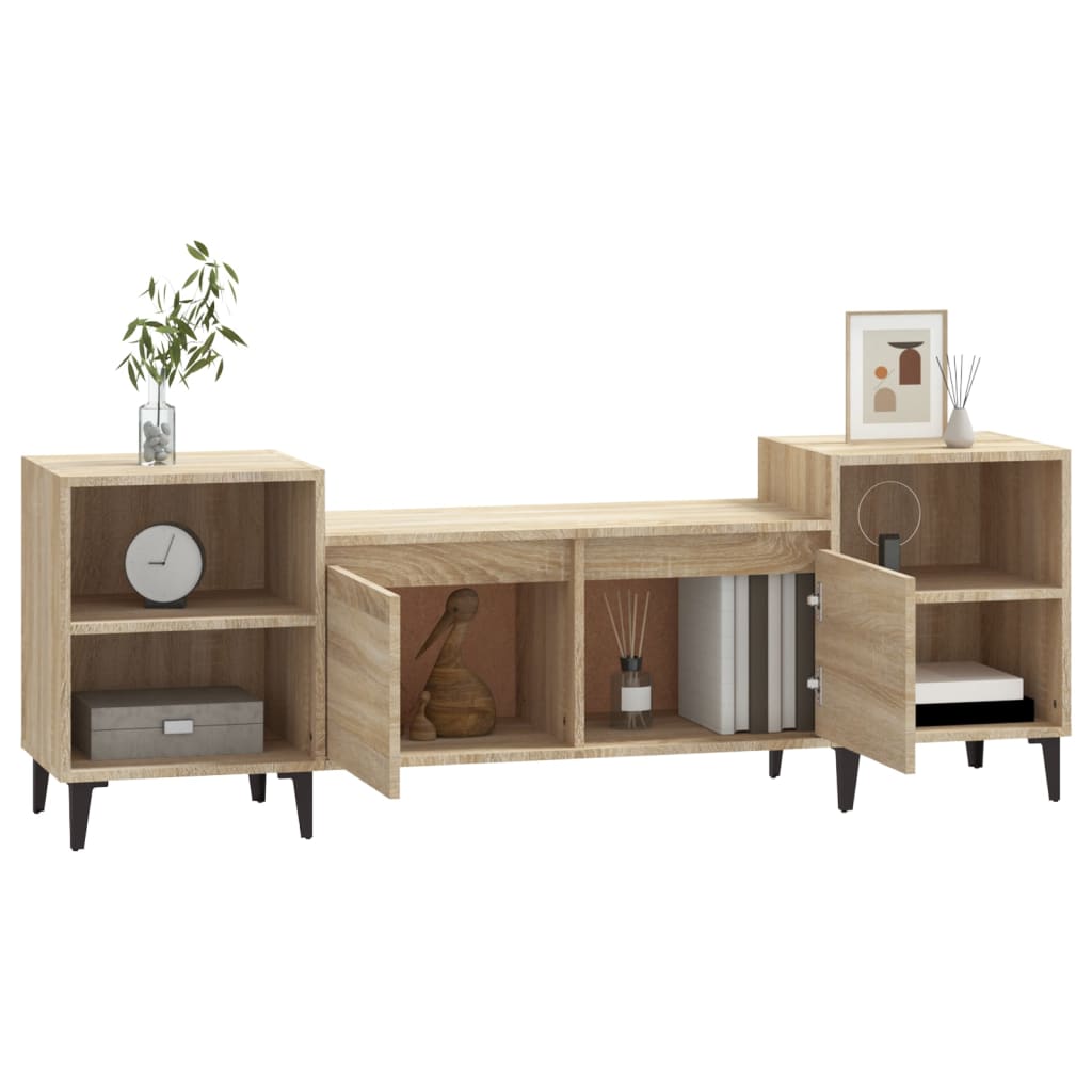 Tv-meubel 160x35x55 cm bewerkt hout sonoma eikenkleurig is nu te koop bij PeponiXL, paradijselijk wonen!