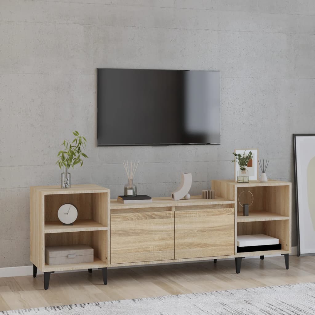 Tv-meubel 160x35x55 cm bewerkt hout sonoma eikenkleurig is nu te koop bij PeponiXL, paradijselijk wonen!