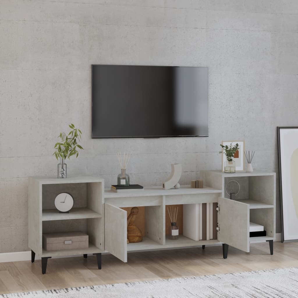 Tv-meubel 160x35x55 cm bewerkt hout betongrijs is nu te koop bij PeponiXL, paradijselijk wonen!
