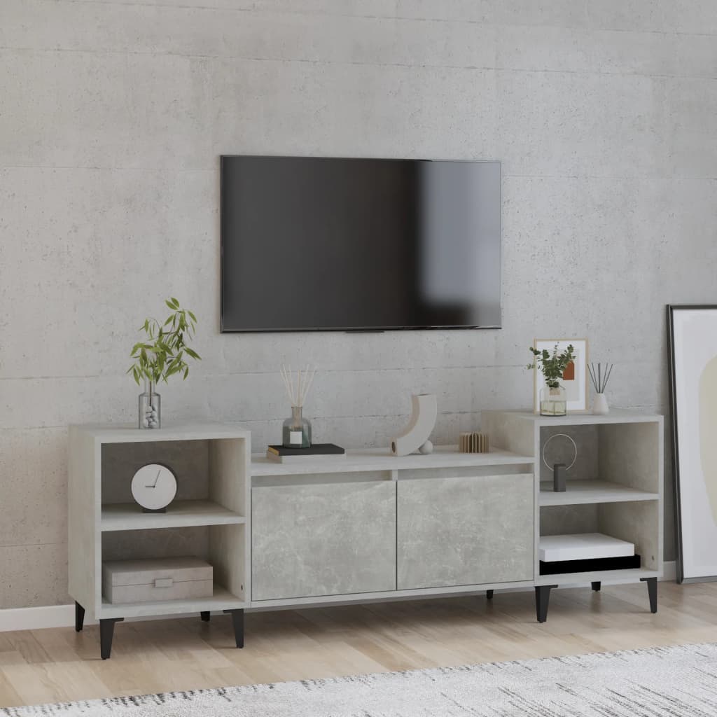 Tv-meubel 160x35x55 cm bewerkt hout betongrijs is nu te koop bij PeponiXL, paradijselijk wonen!
