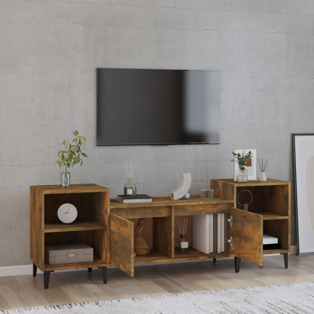 Tv-meubel 160x35x55 cm bewerkt hout gerookt eikenkleurig is nu te koop bij PeponiXL, paradijselijk wonen!