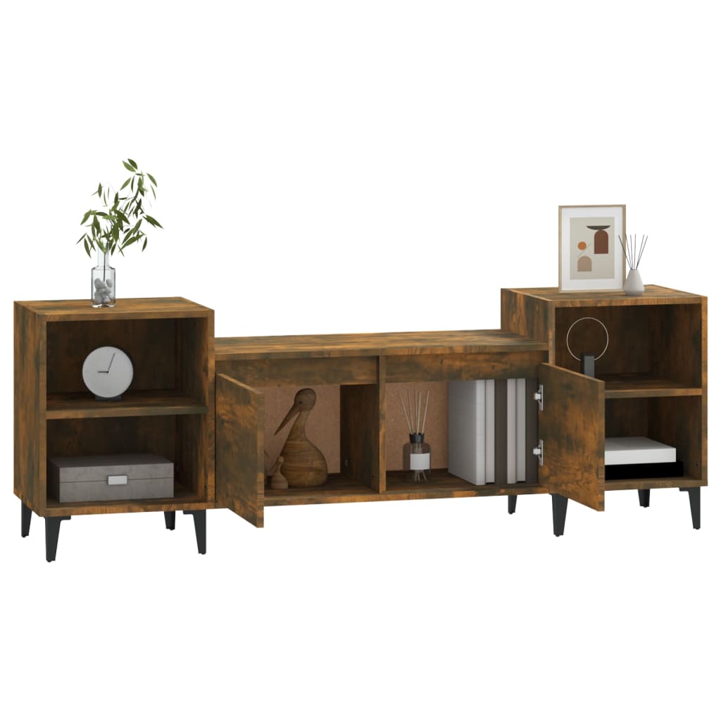 Tv-meubel 160x35x55 cm bewerkt hout gerookt eikenkleurig is nu te koop bij PeponiXL, paradijselijk wonen!