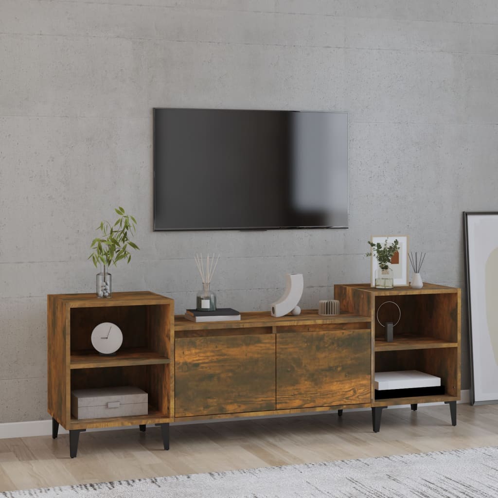 Tv-meubel 160x35x55 cm bewerkt hout gerookt eikenkleurig is nu te koop bij PeponiXL, paradijselijk wonen!