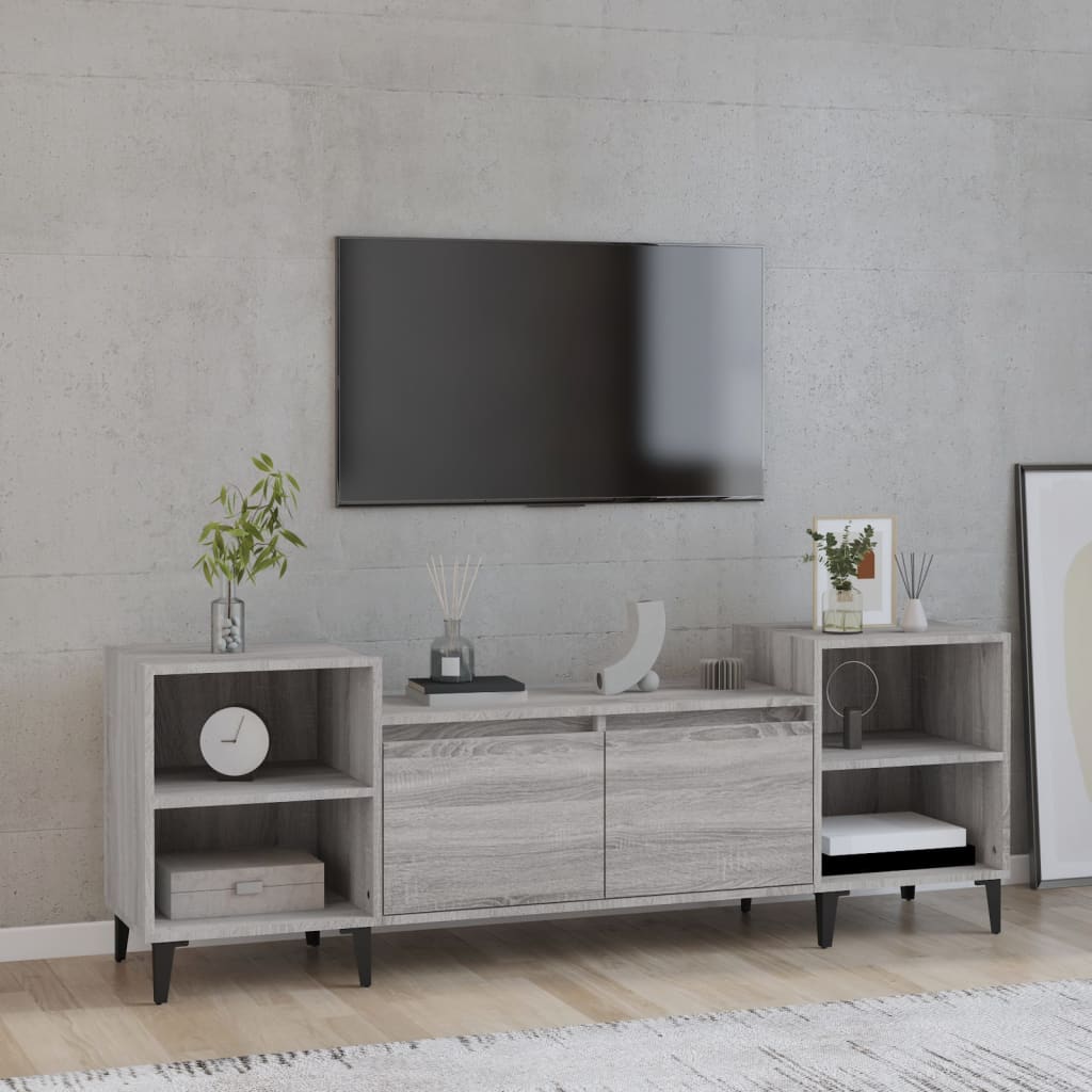 Tv-meubel 160x35x55 cm bewerkt hout grijs sonoma eikenkleurig is nu te koop bij PeponiXL, paradijselijk wonen!