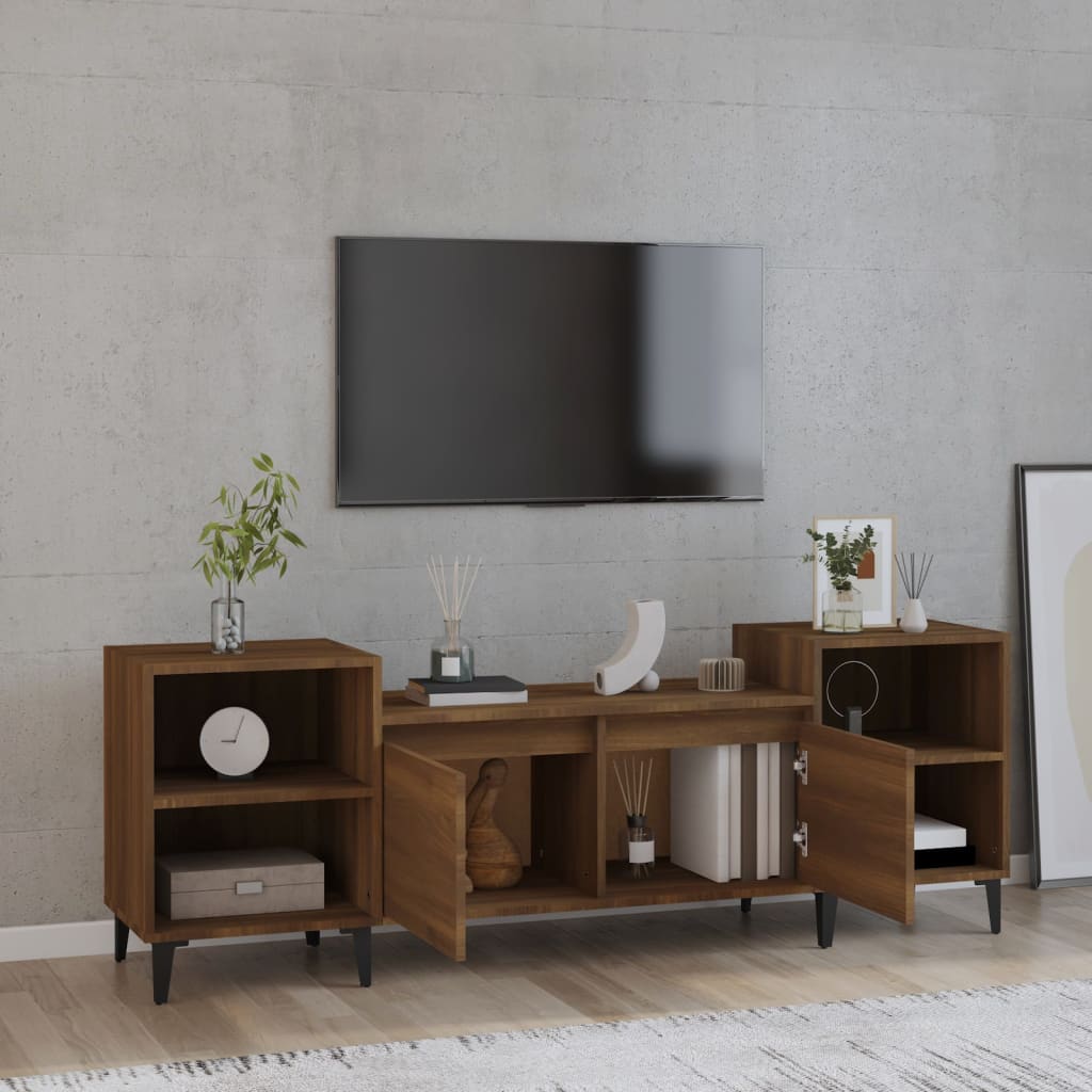 Tv-meubel 160x35x55 cm bewerkt hout bruin eikenkleur is nu te koop bij PeponiXL, paradijselijk wonen!