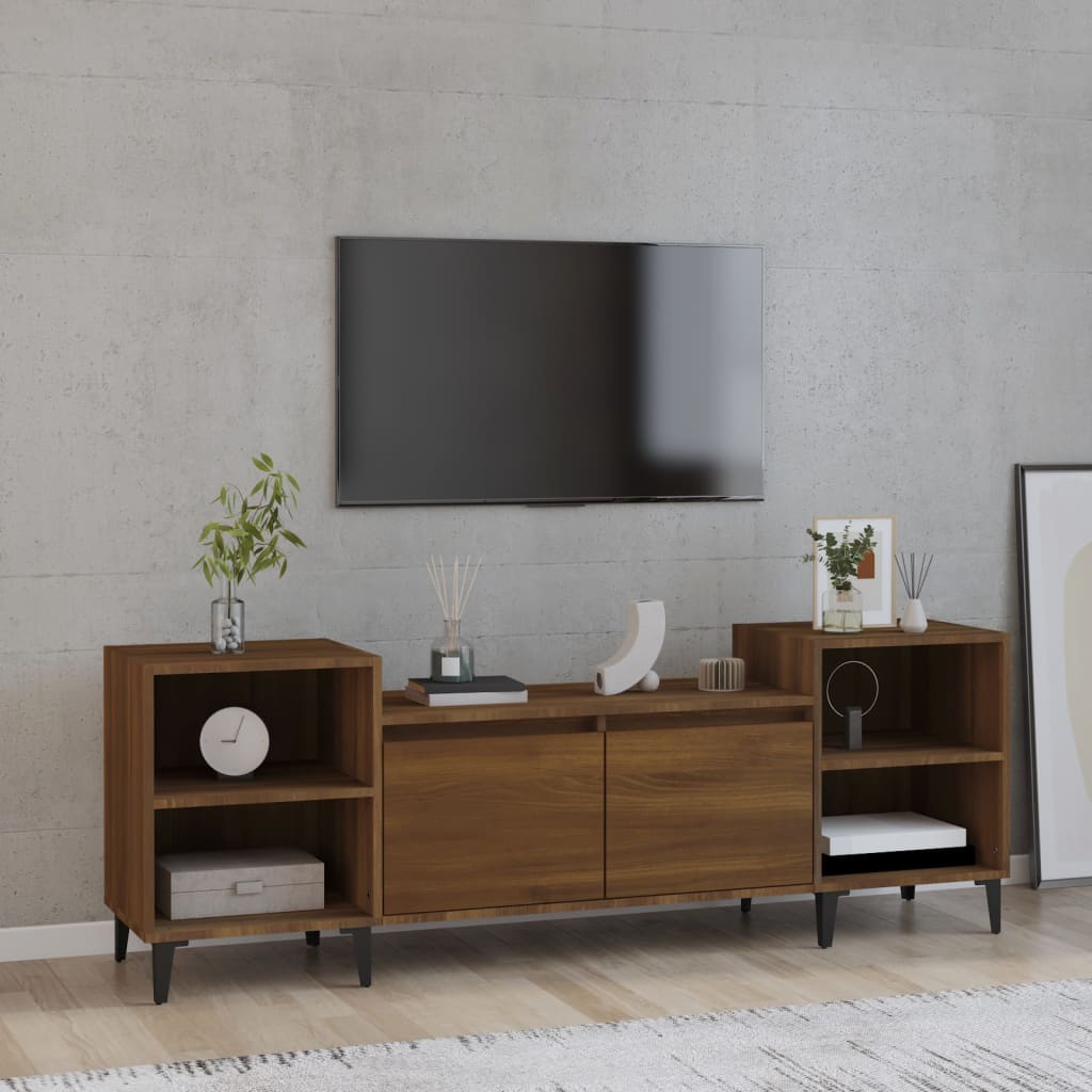 Tv-meubel 160x35x55 cm bewerkt hout bruin eikenkleur is nu te koop bij PeponiXL, paradijselijk wonen!