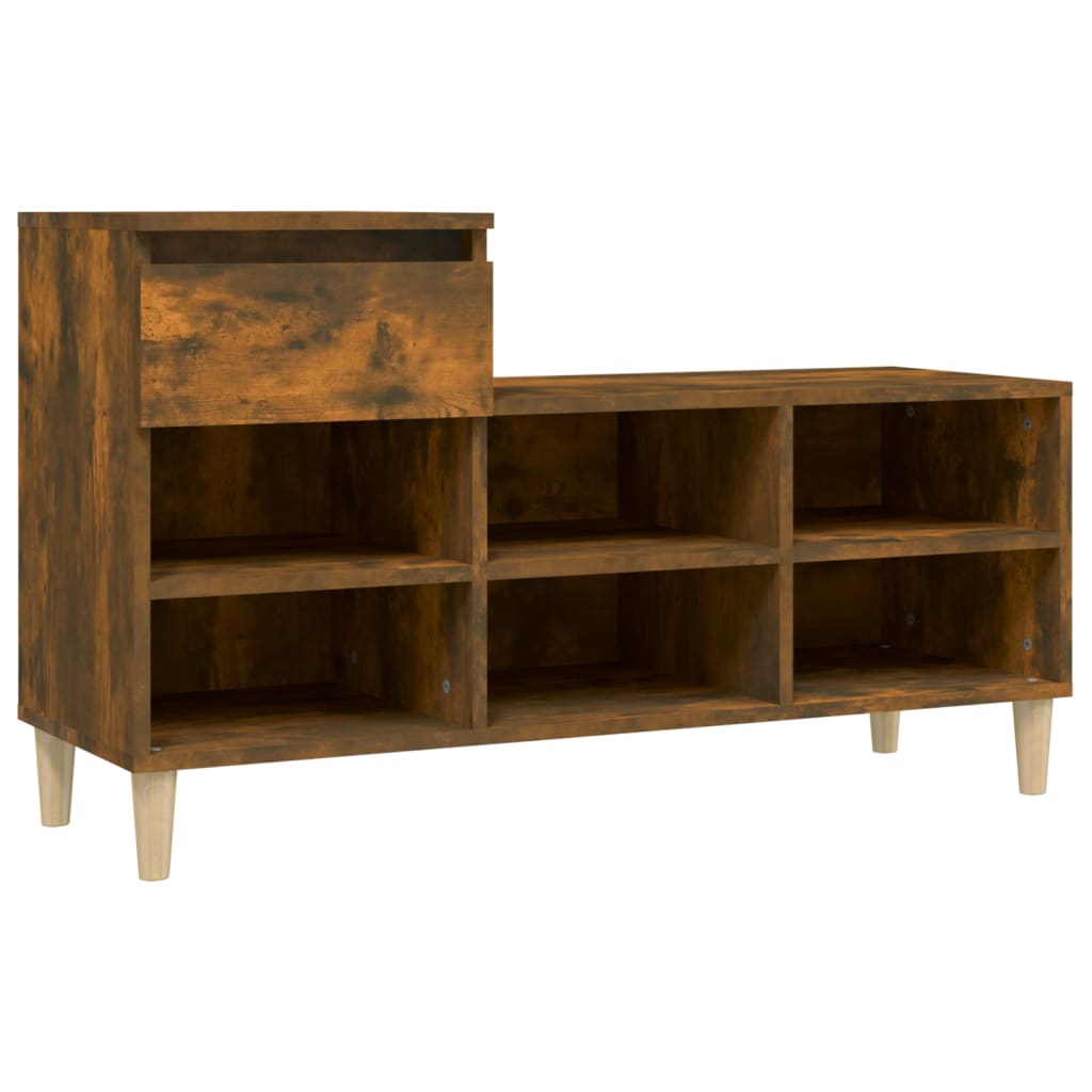 Schoenenkast 102x36x60 cm bewerkt hout gerookt eikenkleurig is nu te koop bij PeponiXL, paradijselijk wonen!