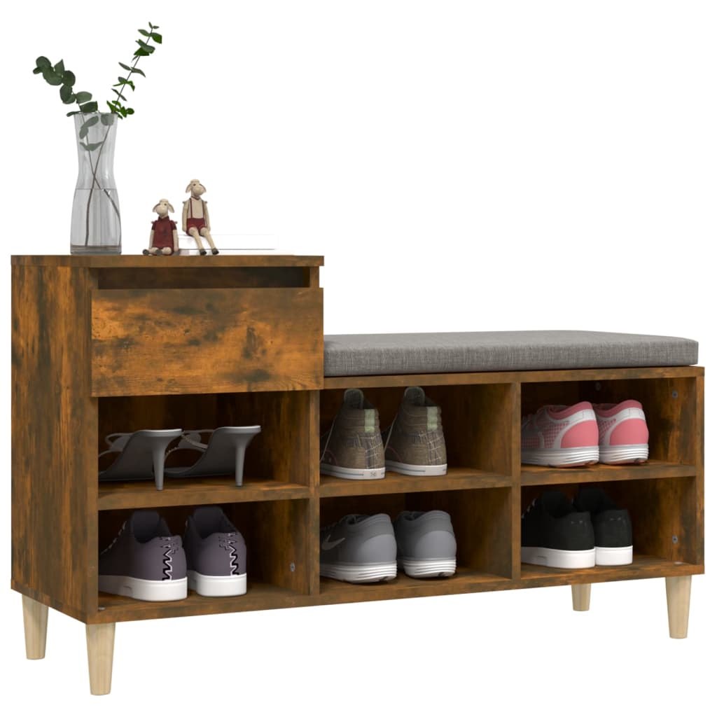 Schoenenkast 102x36x60 cm bewerkt hout gerookt eikenkleurig is nu te koop bij PeponiXL, paradijselijk wonen!