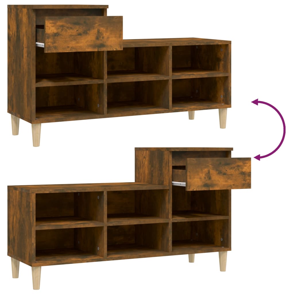 Schoenenkast 102x36x60 cm bewerkt hout gerookt eikenkleurig is nu te koop bij PeponiXL, paradijselijk wonen!