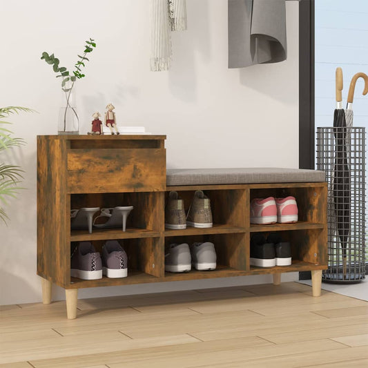 Schoenenkast 102x36x60 cm bewerkt hout gerookt eikenkleurig is nu te koop bij PeponiXL, paradijselijk wonen!