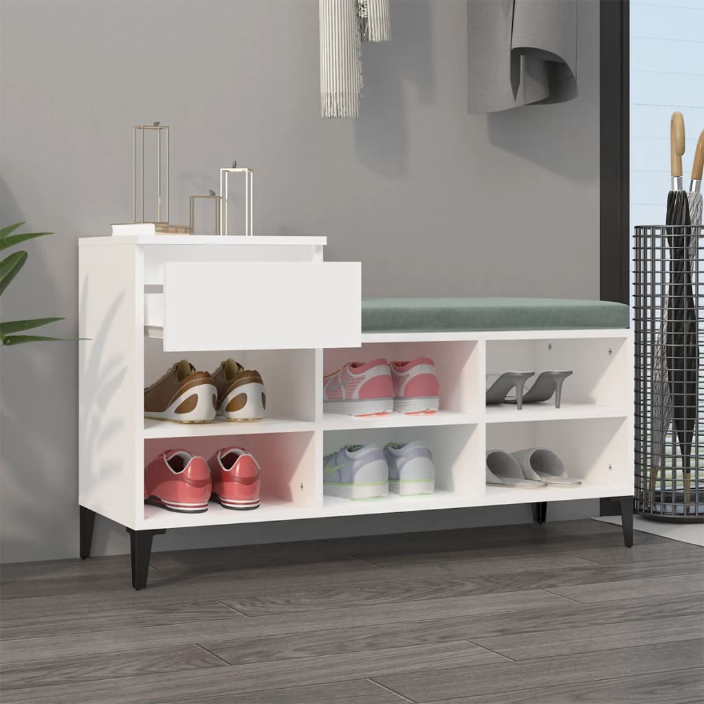 Schoenenkast 102x36x60 cm bewerkt hout wit is nu te koop bij PeponiXL, paradijselijk wonen!