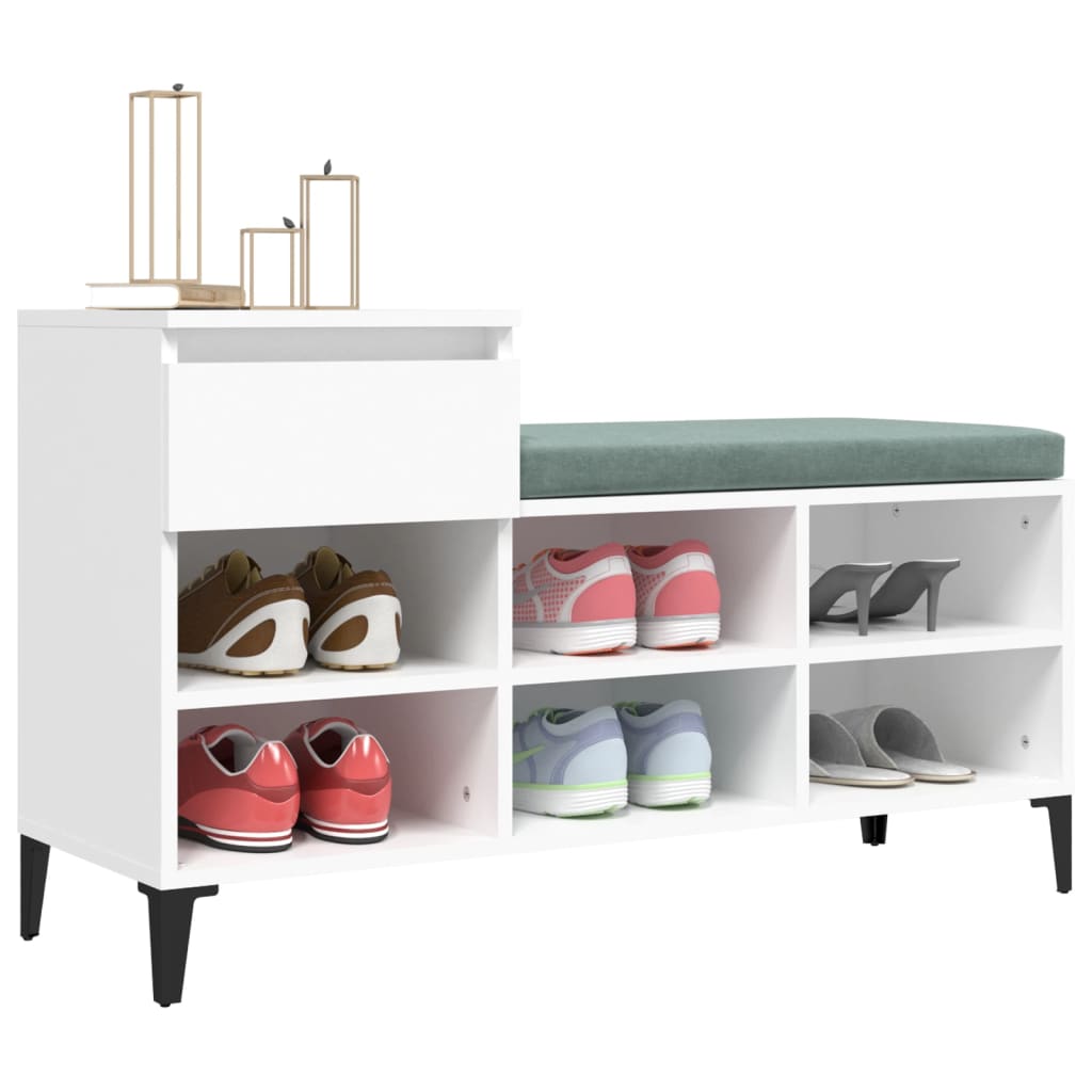 Schoenenkast 102x36x60 cm bewerkt hout wit is nu te koop bij PeponiXL, paradijselijk wonen!