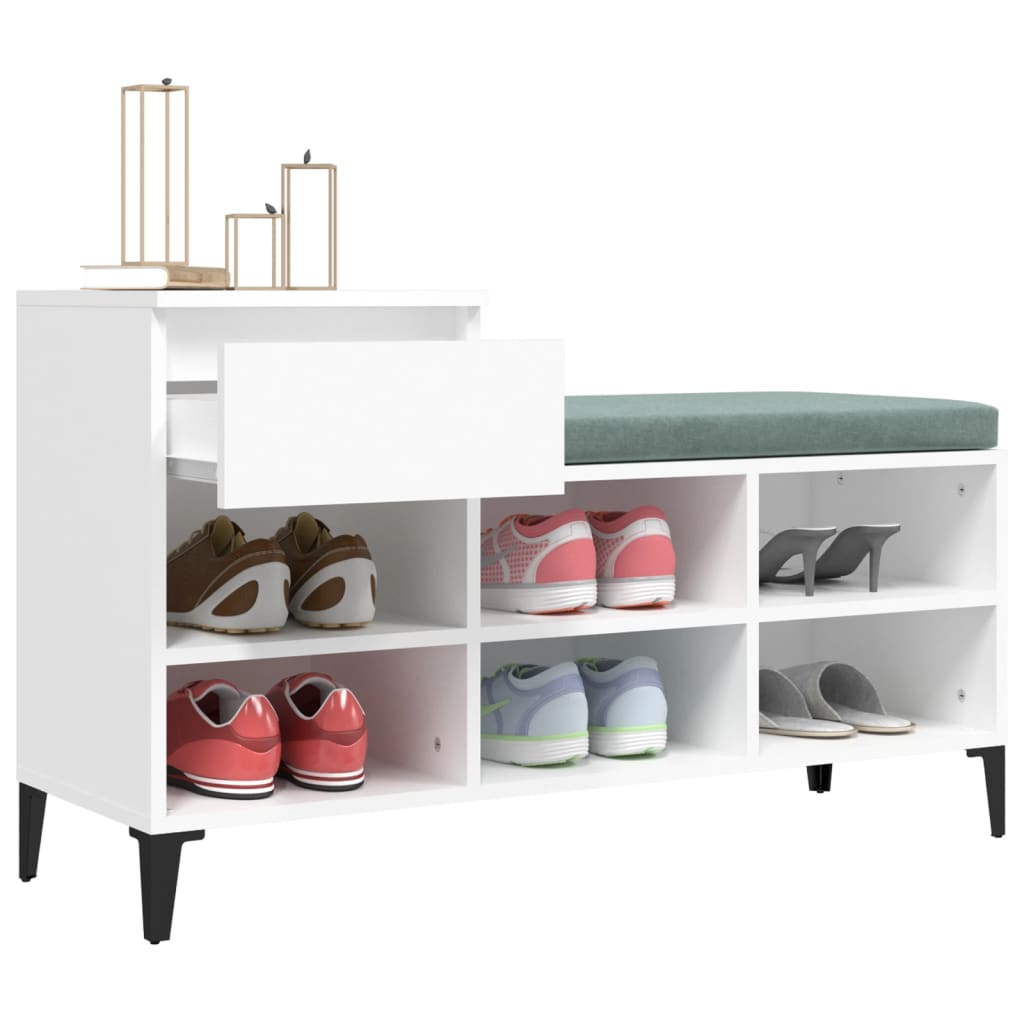 Schoenenkast 102x36x60 cm bewerkt hout wit is nu te koop bij PeponiXL, paradijselijk wonen!