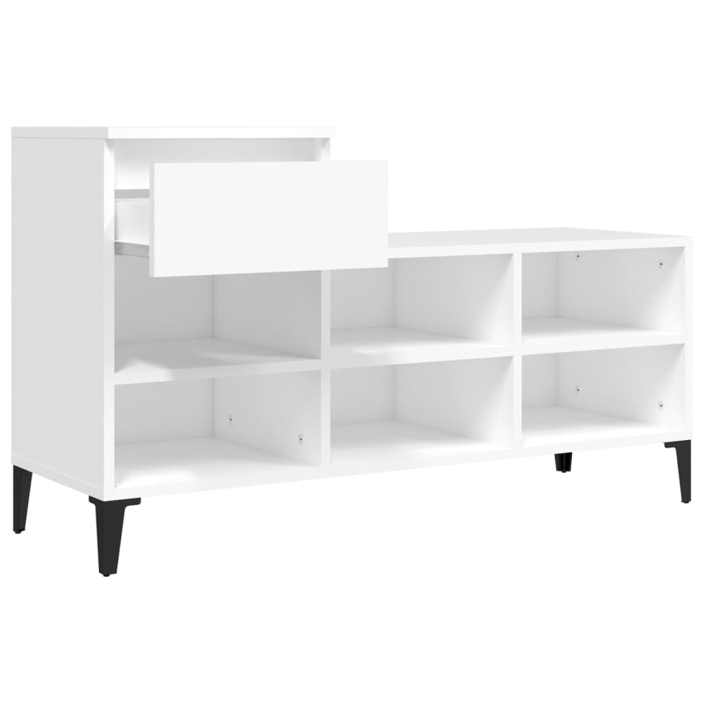 Schoenenkast 102x36x60 cm bewerkt hout wit is nu te koop bij PeponiXL, paradijselijk wonen!