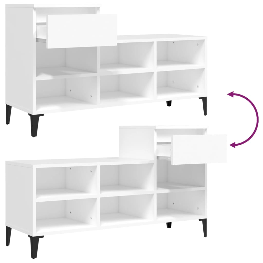 Schoenenkast 102x36x60 cm bewerkt hout wit is nu te koop bij PeponiXL, paradijselijk wonen!