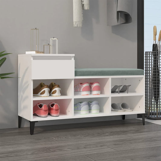 Schoenenkast 102x36x60 cm bewerkt hout wit is nu te koop bij PeponiXL, paradijselijk wonen!