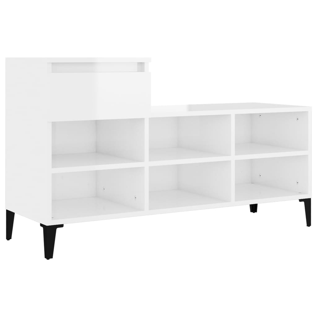 Schoenenkast 102x36x60 cm bewerkt hout hoogglans wit is nu te koop bij PeponiXL, paradijselijk wonen!