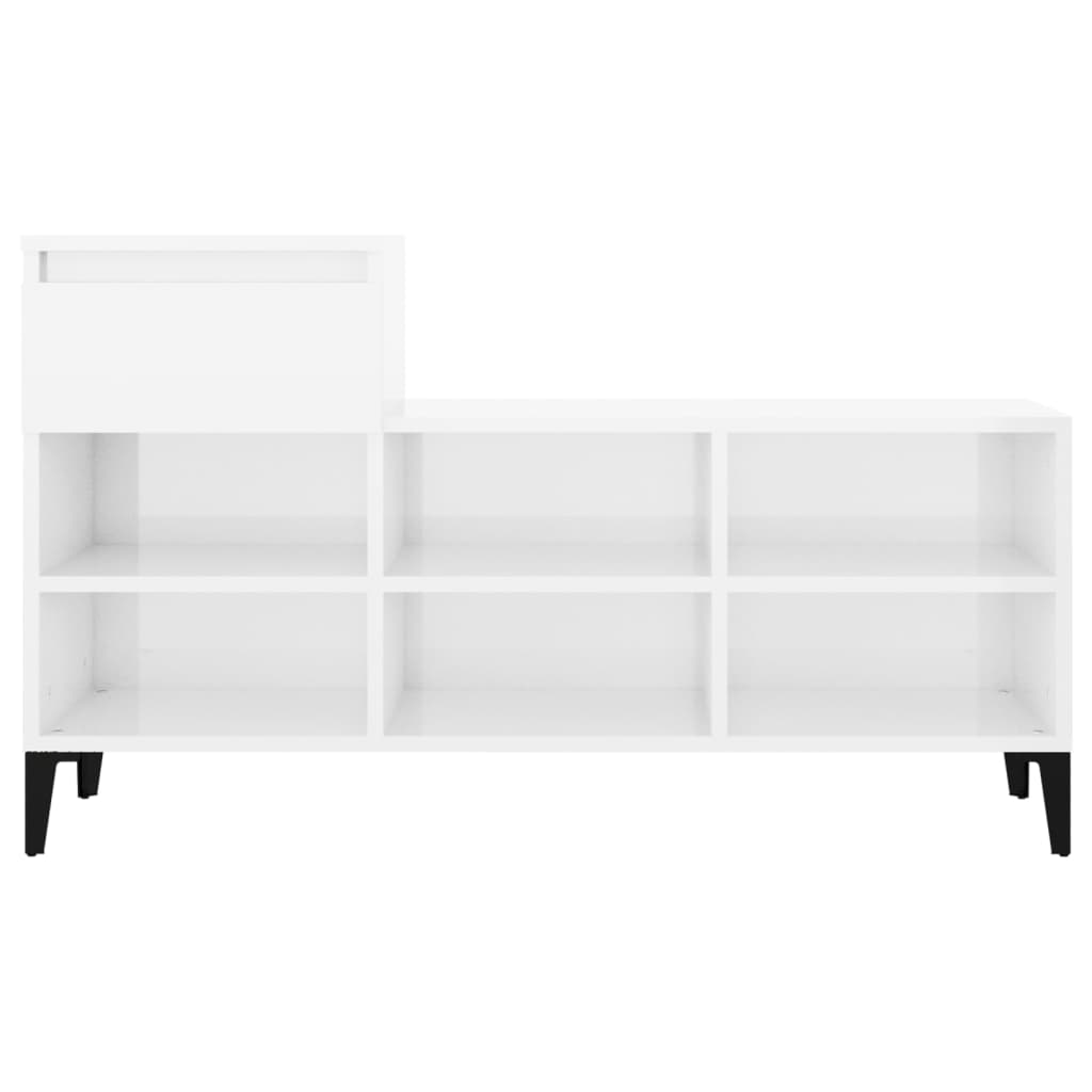Schoenenkast 102x36x60 cm bewerkt hout hoogglans wit is nu te koop bij PeponiXL, paradijselijk wonen!