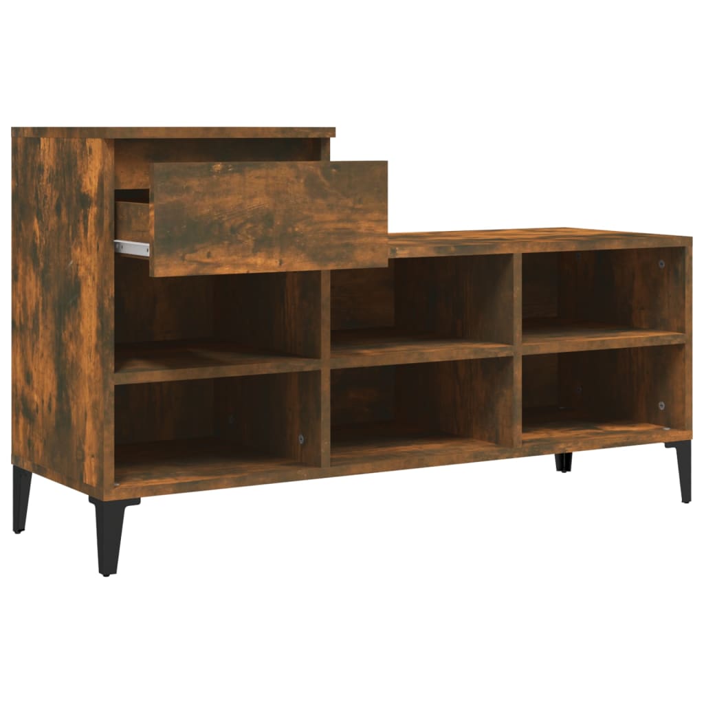 Schoenenkast 102x36x60 cm bewerkt hout gerookt eikenkleurig is nu te koop bij PeponiXL, paradijselijk wonen!