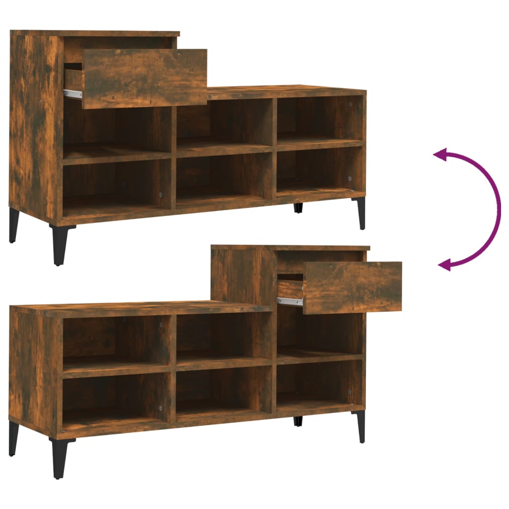 Schoenenkast 102x36x60 cm bewerkt hout gerookt eikenkleurig is nu te koop bij PeponiXL, paradijselijk wonen!