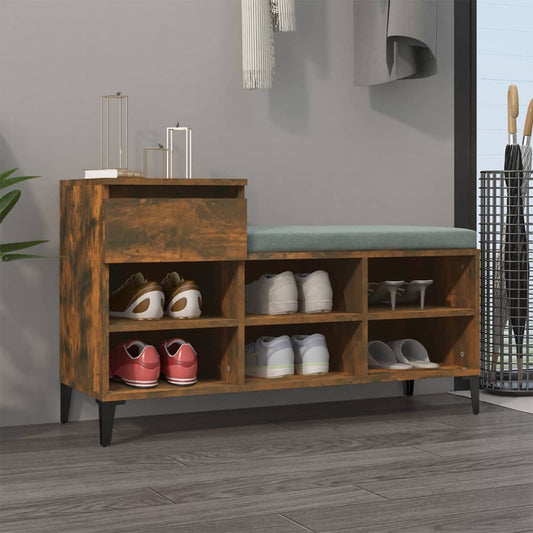 Schoenenkast 102x36x60 cm bewerkt hout gerookt eikenkleurig is nu te koop bij PeponiXL, paradijselijk wonen!