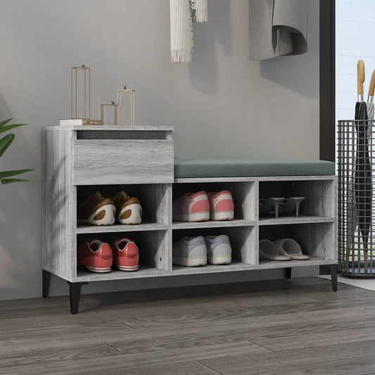 Schoenenkast 102x36x60 cm bewerkt hout sonoma grijs is nu te koop bij PeponiXL, paradijselijk wonen!