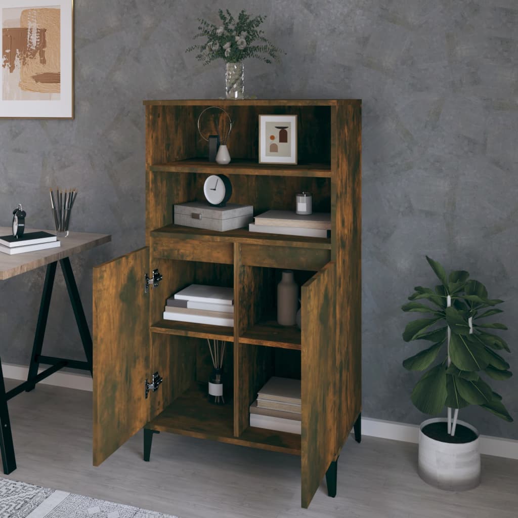 Hoge kast 60x36x110 cm bewerkt hout gerookt eikenkleurig is nu te koop bij PeponiXL, paradijselijk wonen!