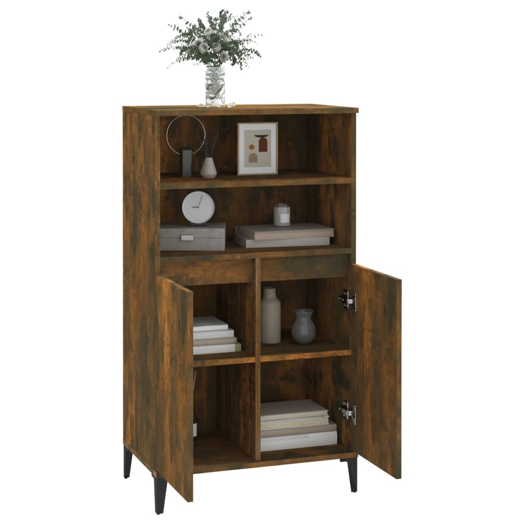 Hoge kast 60x36x110 cm bewerkt hout gerookt eikenkleurig is nu te koop bij PeponiXL, paradijselijk wonen!