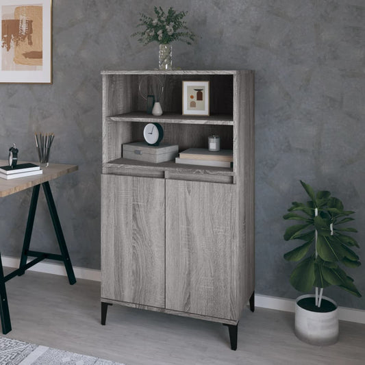 Hoge kast 60x36x110 cm bewerkt hout grijs sonoma eikenkleurig is nu te koop bij PeponiXL, paradijselijk wonen!