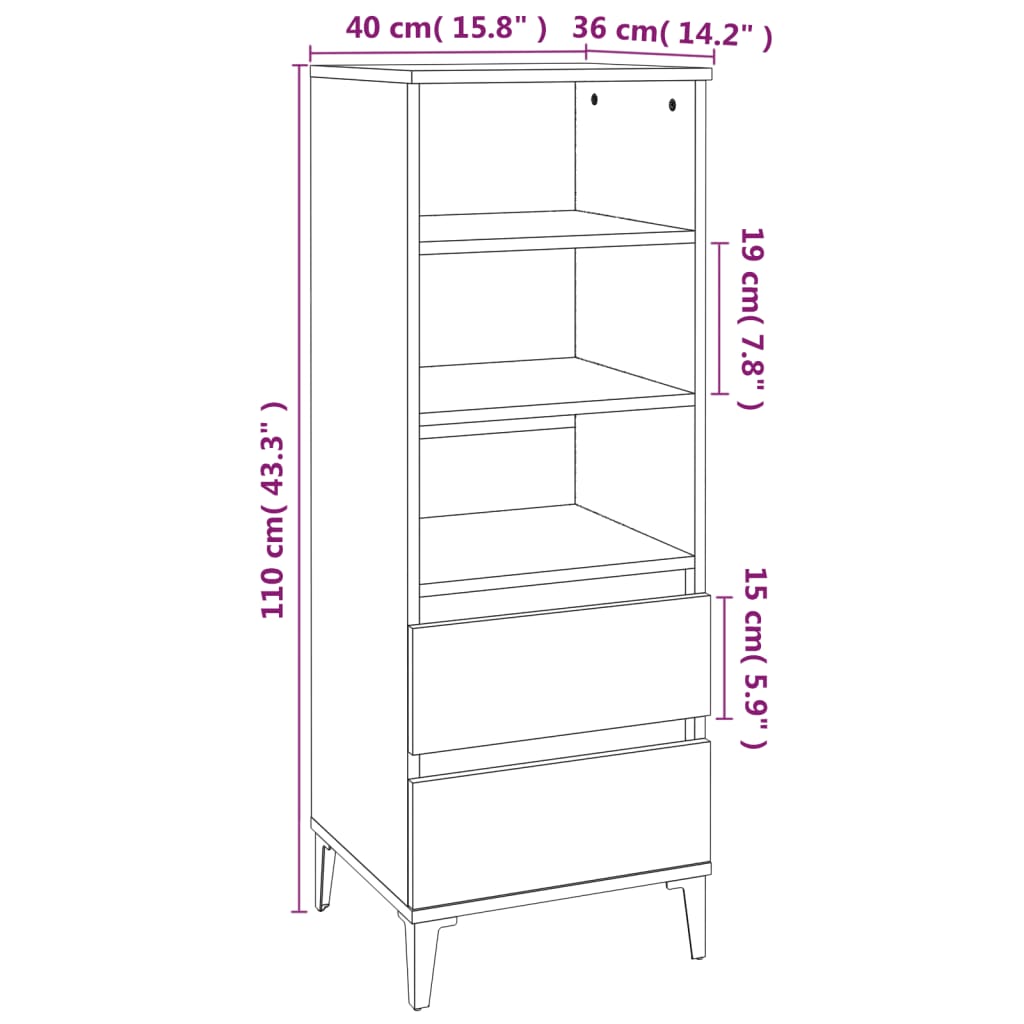 Hoge kast 40x36x110 cm bewerkt hout wit is nu te koop bij PeponiXL, paradijselijk wonen!