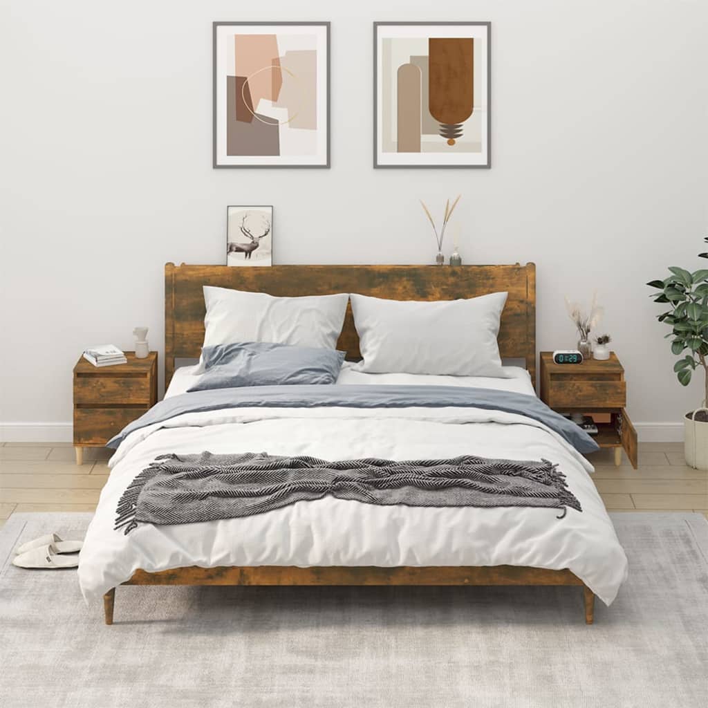 Nachtkastjes 2 st 40x35x50 cm gerookt eikenkleurig is nu te koop bij PeponiXL, paradijselijk wonen!