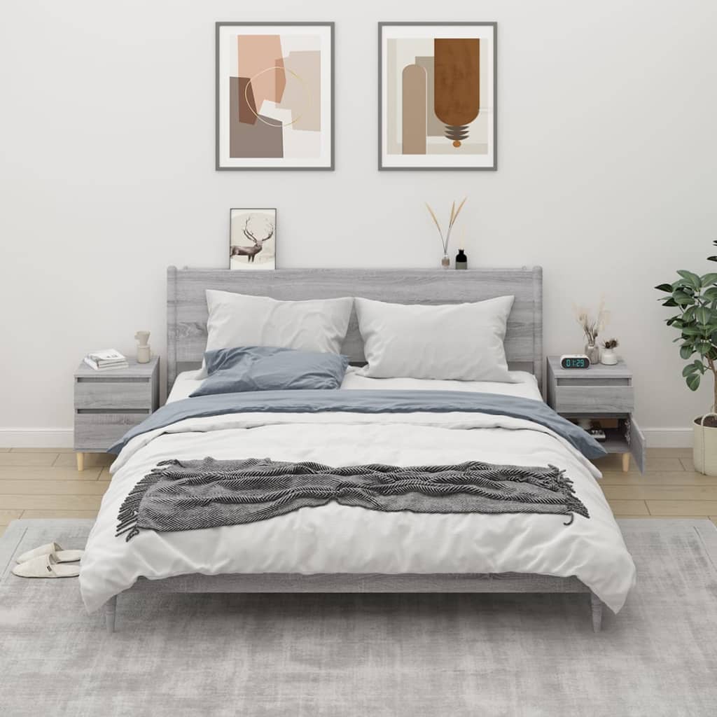 Nachtkastjes 2 st 40x35x50 cm grijs sonoma eikenkleurig is nu te koop bij PeponiXL, paradijselijk wonen!