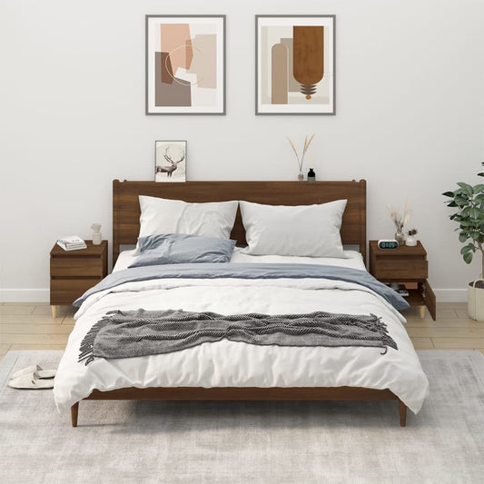 Nachtkastjes 2 st 40x35x50 cm bruin eikenkleur is nu te koop bij PeponiXL, paradijselijk wonen!