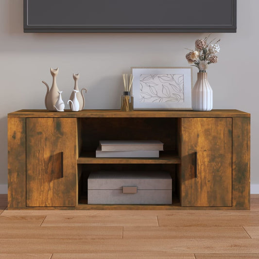 Tv-meubel 100x35x40 cm bewerkt hout gerookt eikenkleurig is nu te koop bij PeponiXL, paradijselijk wonen!
