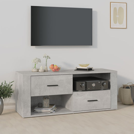 Tv-meubel 100x35x40 cm bewerkt hout betongrijs is nu te koop bij PeponiXL, paradijselijk wonen!