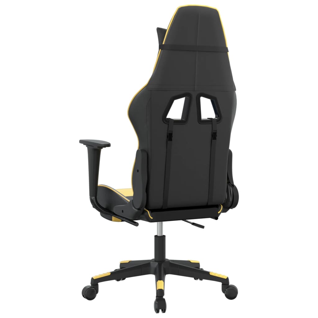 Gamestoel met voetensteun kunstleer zwart en goudkleurig is nu te koop bij PeponiXL, paradijselijk wonen!