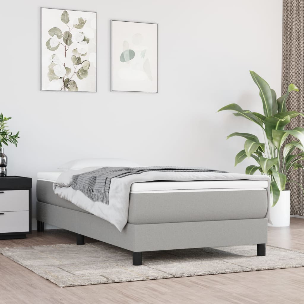 Boxspring bed 90x190 cm stof lichtgrijs is nu te koop bij PeponiXL, paradijselijk wonen!